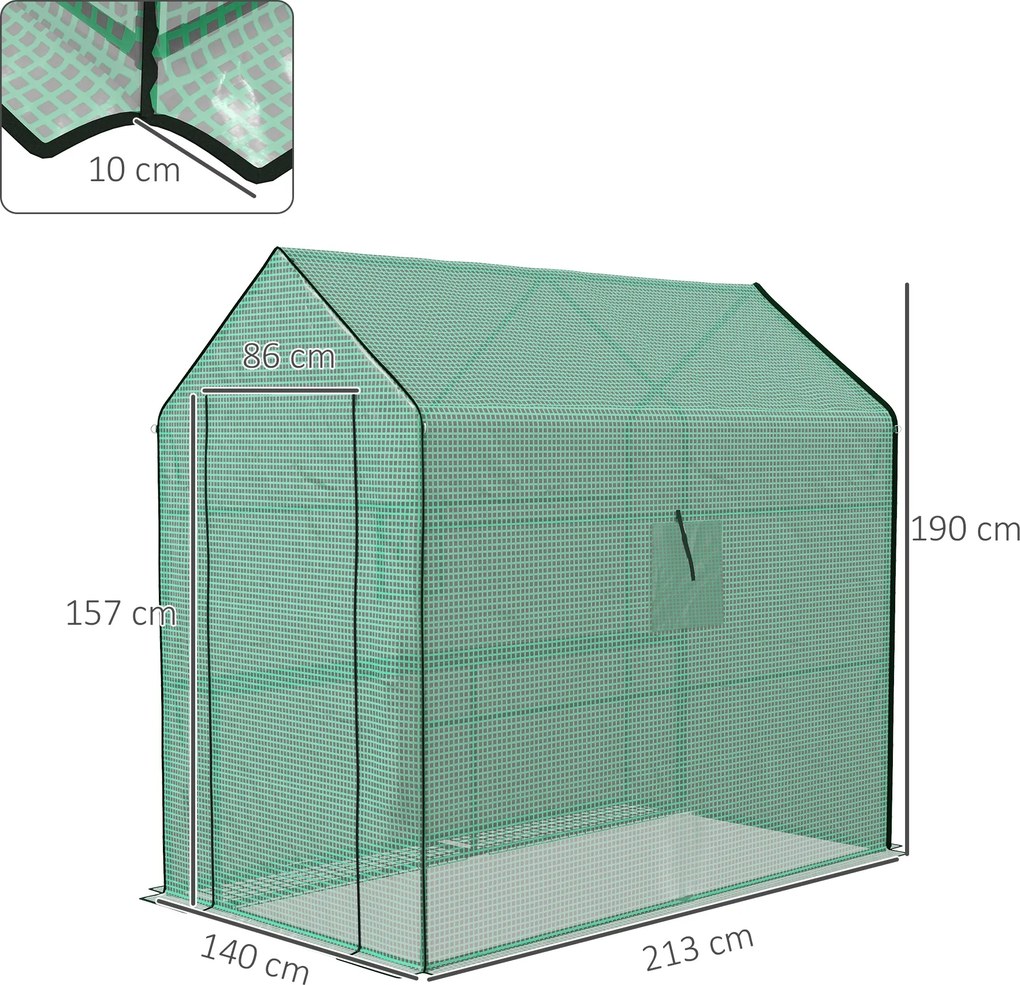 Lona de substituição para estufa de jardim (NÃO INCLUIDA) 140 x 213 x 190 cm com janela e porta anti-UV para o jardim Verde