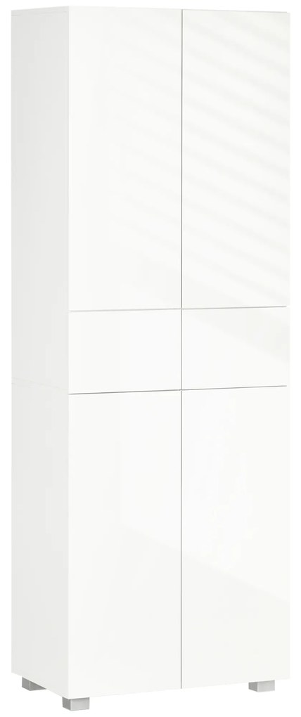 HOMCOM Armário de Cozinha Móvel Auxiliar de Cozinha com 4 Portas 2 Gavetas e Prateleiras Ajustáveis 60x35x170cm Branco