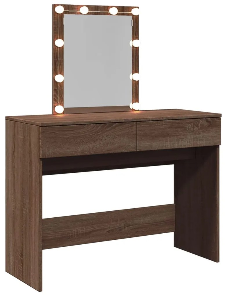 Toucador com LEDs 100x40x130 cm cor carvalho castanho