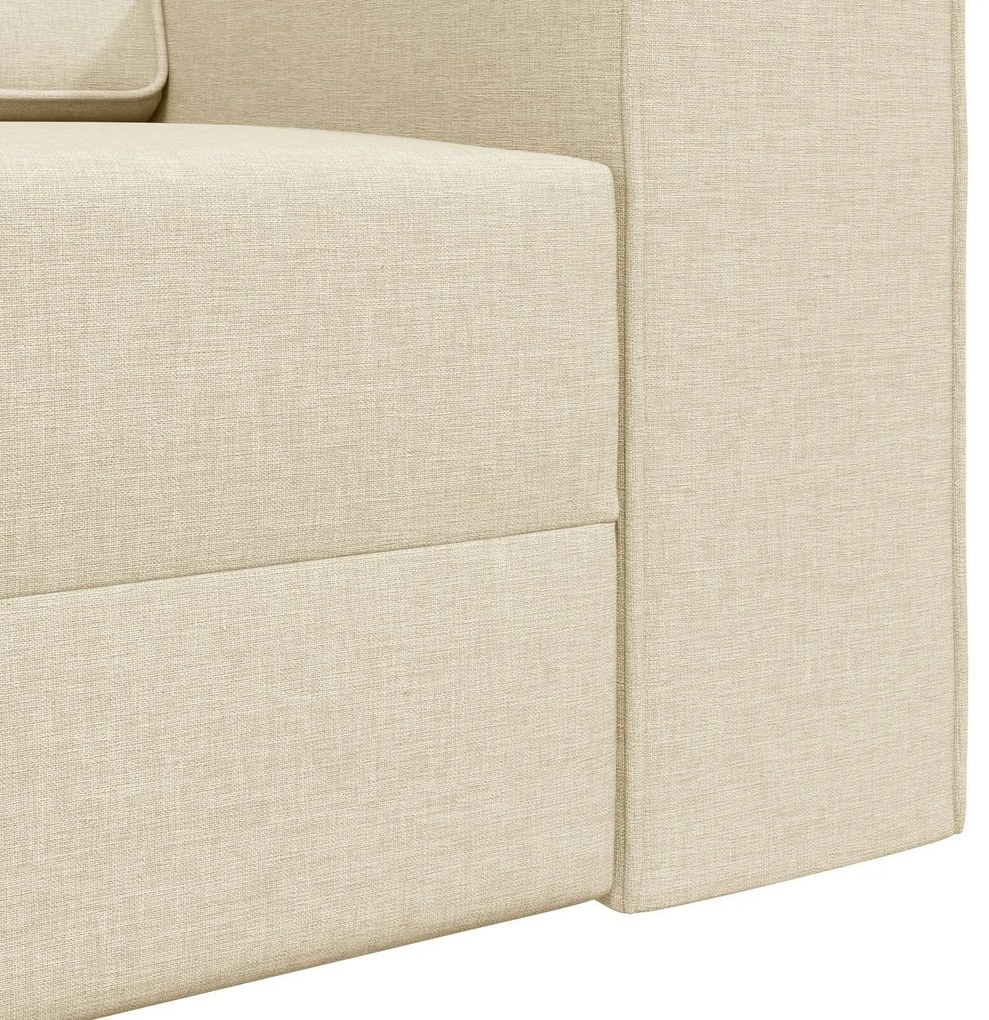 Sofá Cama 2-em-1 Creme 245x150x60.5 cm Tecido