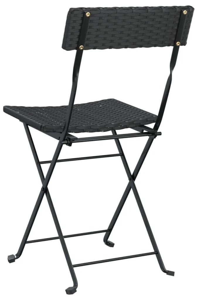 Cadeiras de bistrô dobráveis 2 pcs vime PE e aço preto