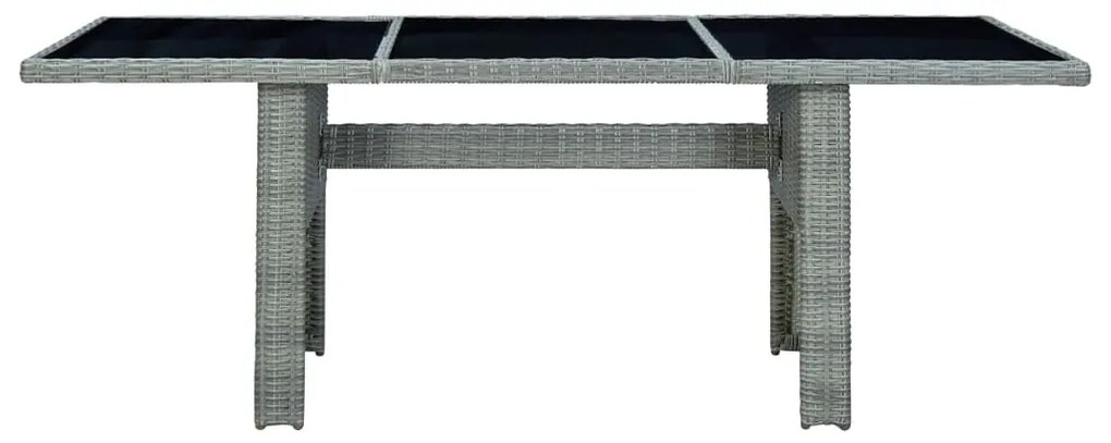 7 pcs conj. jantar exterior + almofadões vime PE cinzento-claro