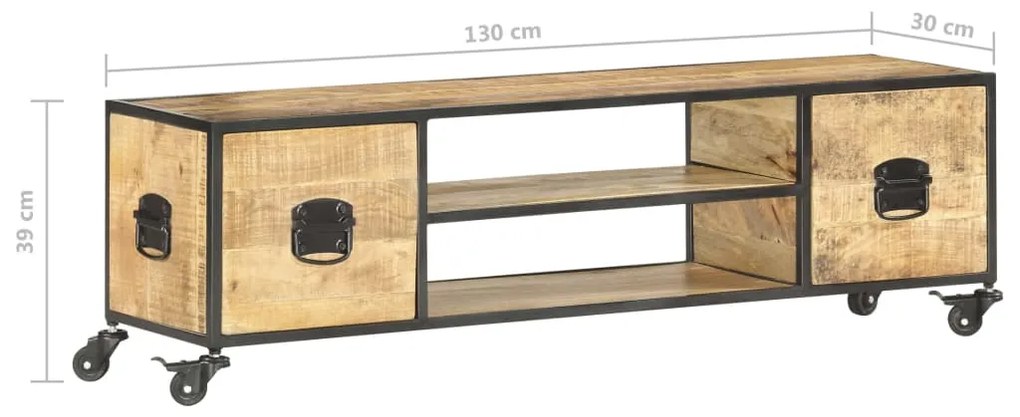 Móvel de TV 130x30x39 cm madeira de mangueira maciça