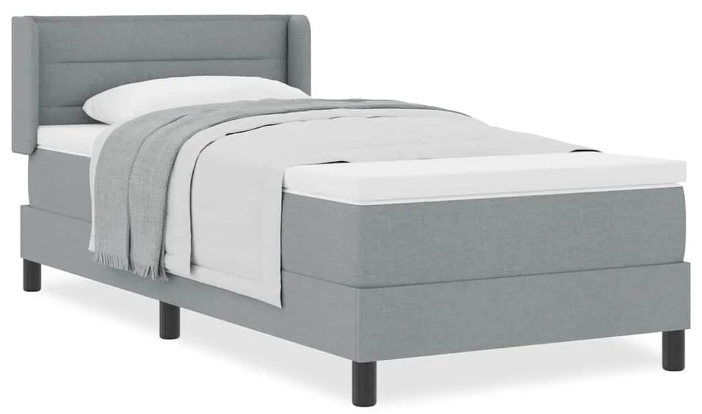 Cama Box com Colchão - Cinza Claro, 90 x 190 cm, Tecido