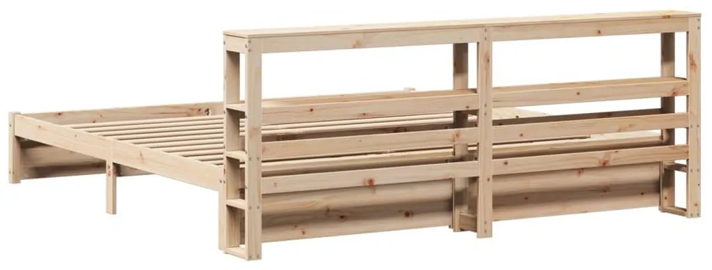 Estrutura de cama com cabeceira 200x200 cm pinho maciço