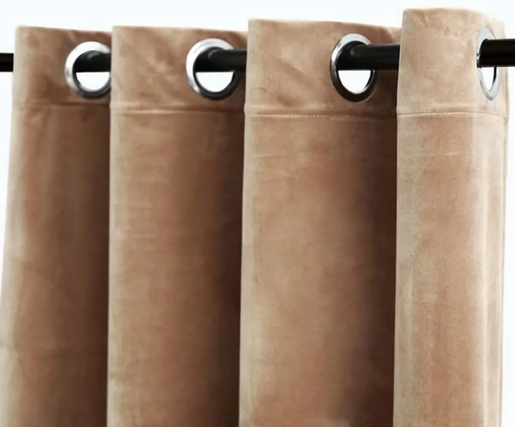Cortinas blackout com argolas 2 pcs 140x175 cm veludo bege