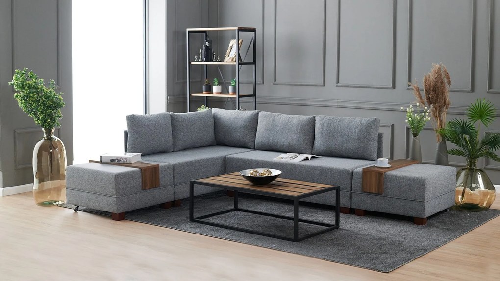 Sofá-Cama de Canto Fly – Cinzento – 210x70x280 cm