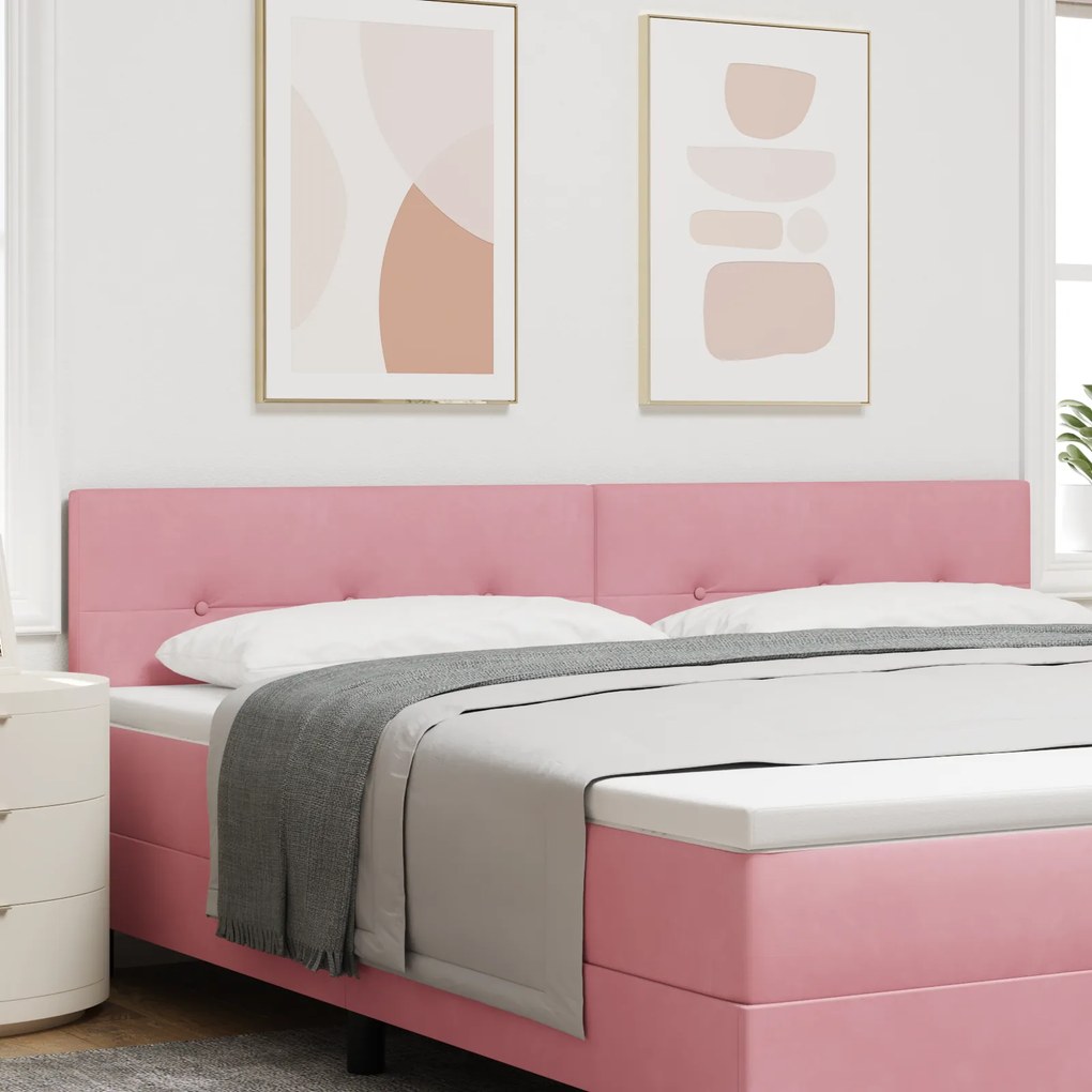 Cabeceira LED vidaXL com Botões em Tufo Rosa 100 cm em Veludo