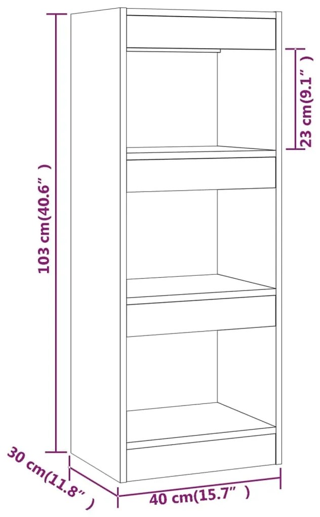 Estante/divisória 40x30x103 cm contraplacado carvalho castanho