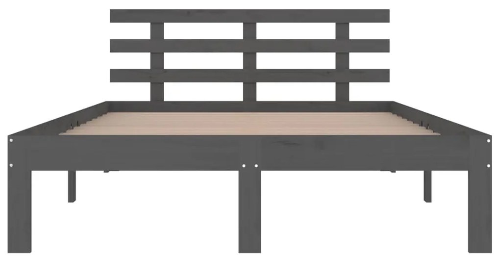 Estrutura de cama king 150x200 cm madeira maciça cinza