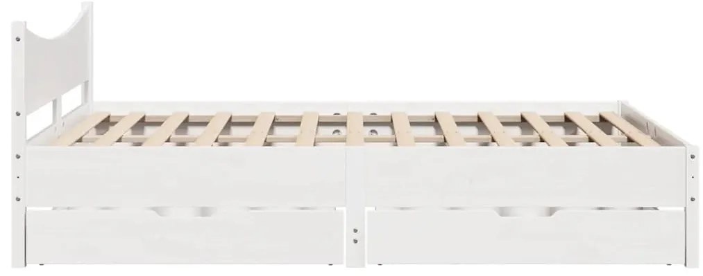 Estrutura de cama com gavetas 120x190 cm pinho maciço branco