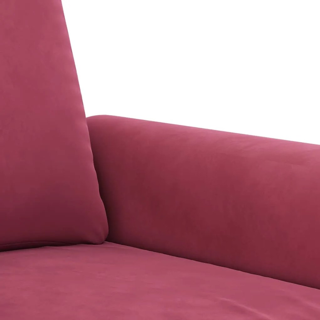 2 pcs conjunto de sofás com almofadões veludo vermelho tinto