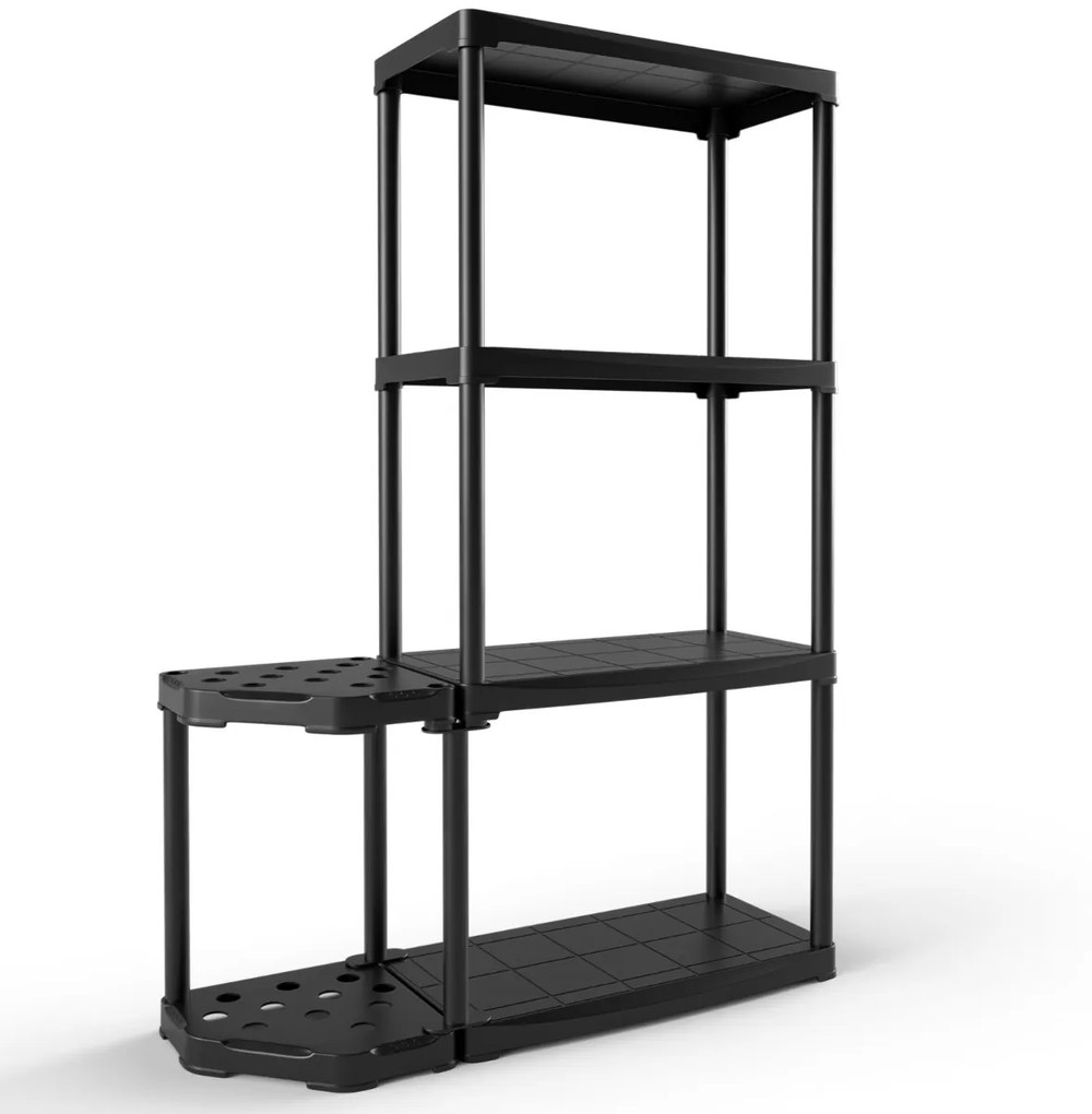 Estante de garagem, armazem de 4 níveis com organizador de ferramentas em PP (polipropileno) 89 x 30 x 133 cm Preto