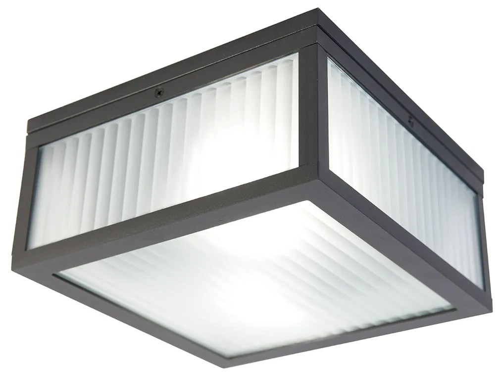 Plafon de exterior inteligente preto com vidro canelado incl. WiFi A60 - Charlois