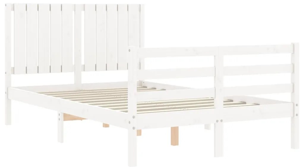Estrutura de cama de casal c/ cabeceira madeira maciça branco
