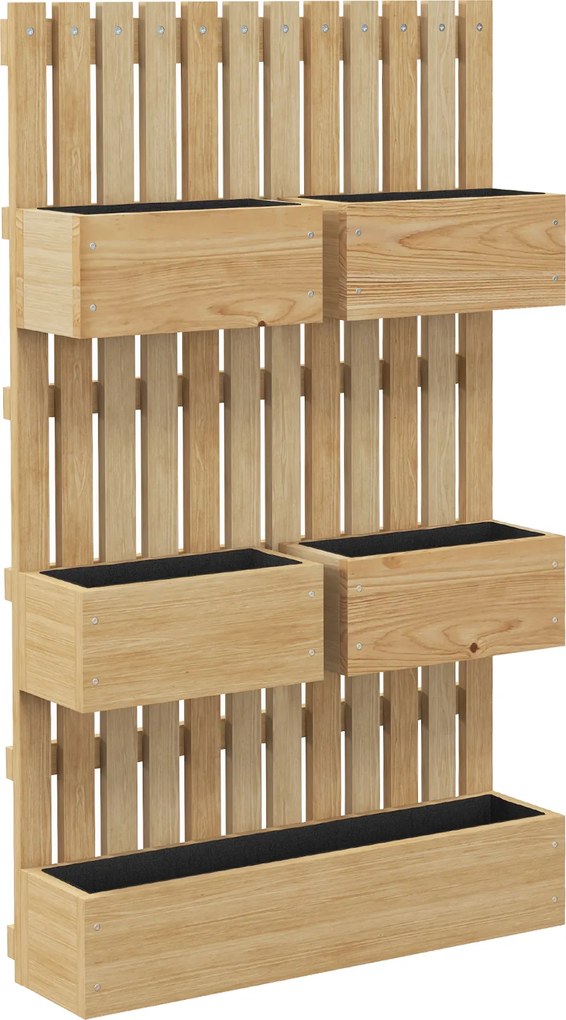 Outsunny Floreira de Parede em Madeira com Treliça e 5 Vasos Ajustáveis para Jardim Terraço Pátio 60x16x100 cm Madeira | Aosom Portugal