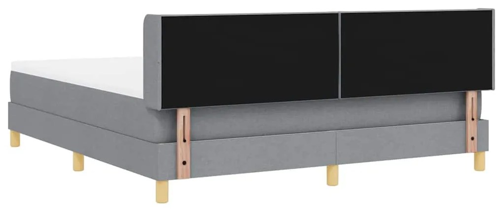 Cama Box Spring com Colchão Cinza Claro, 180 x 200 cm, Tecido