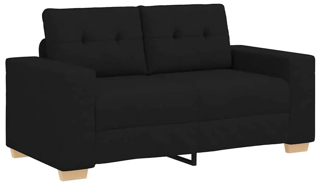 Conjunto de Sofá de 3 Peças com Almofadas em Tecido Preto