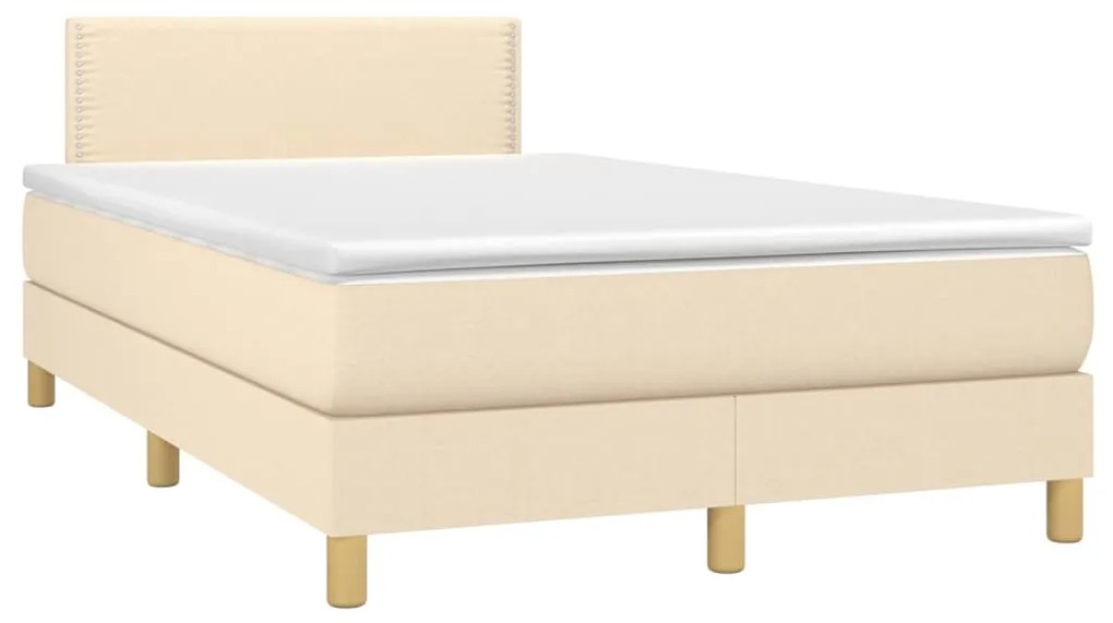 Cama box spring c/ colchão e LED 120x200 cm tecido cor creme