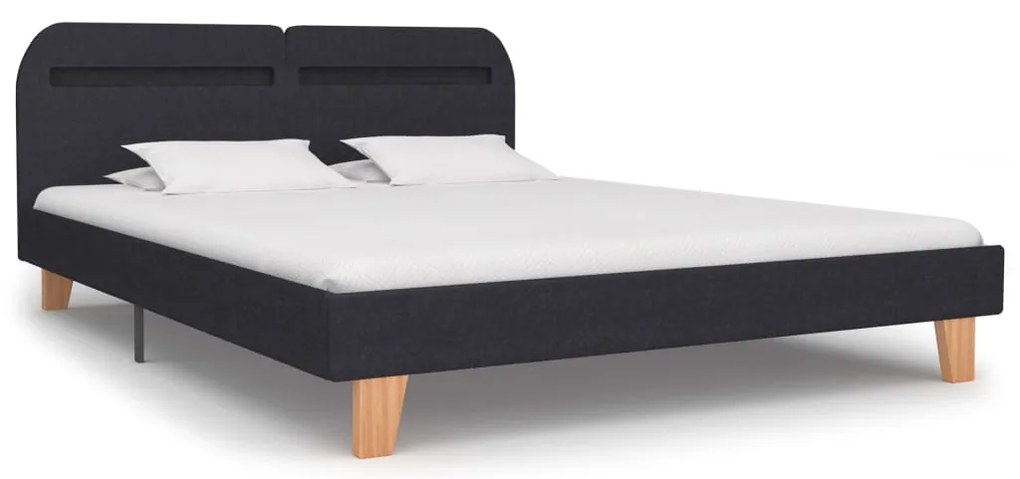 Estrutura de cama com LEDs em tecido 180x200 cm cinzento-escuro