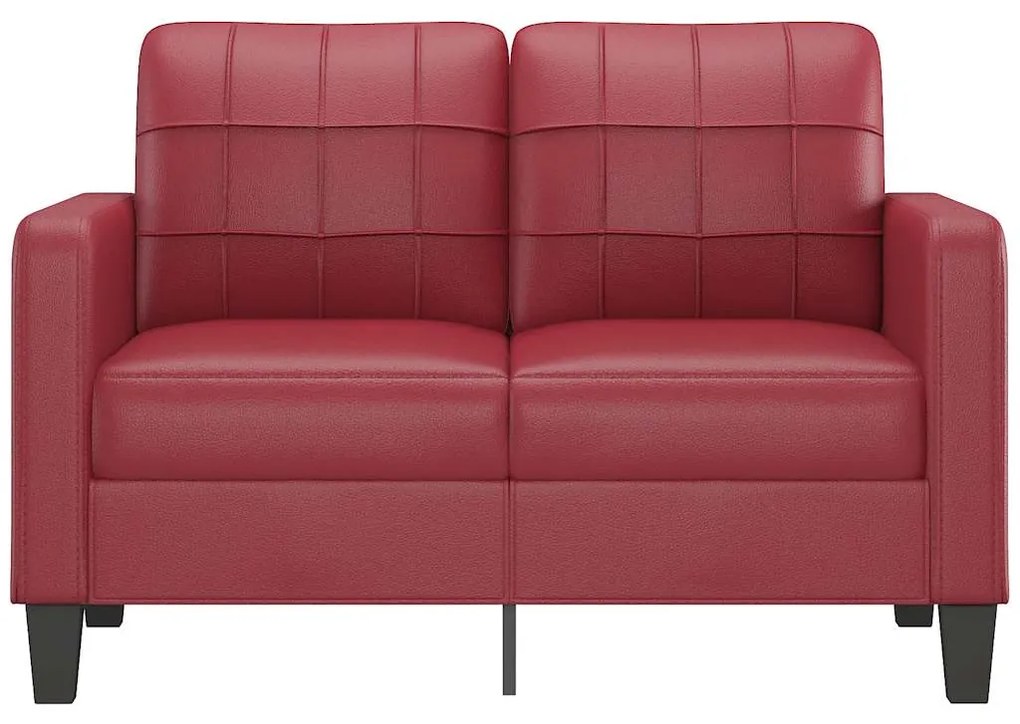 Sofá de 2 lugares 120 cm couro artificial vermelho tinto