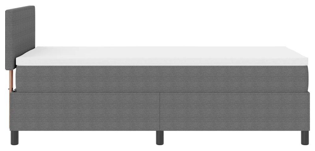 Cama Box Spring com colchão Cinza Claro Solteiro Tecido de corduroy