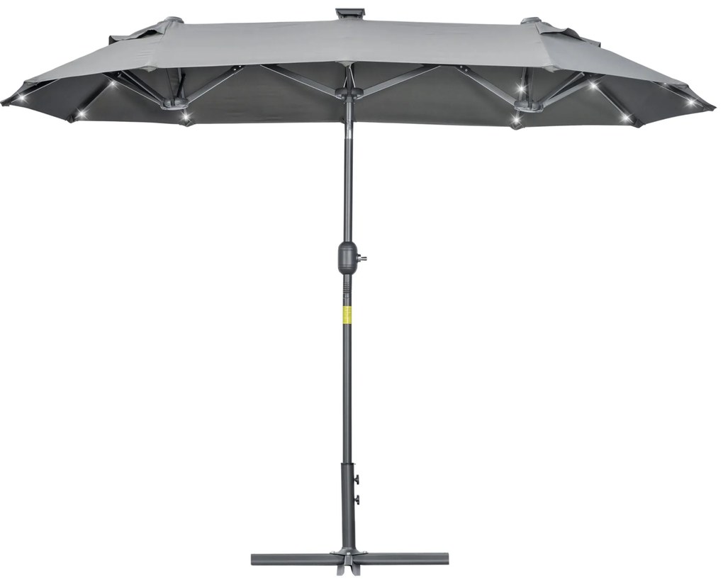 Chapéu de Sol Duplo 295x150x219 cm Chapéu de Sol de Jardim com Luzes L