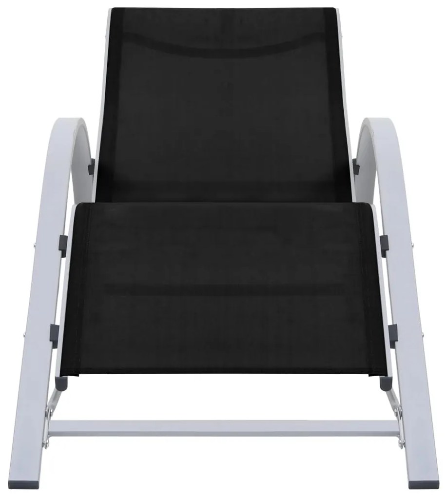 Espreguiçadeiras com mesa 2 pcs alumínio preto