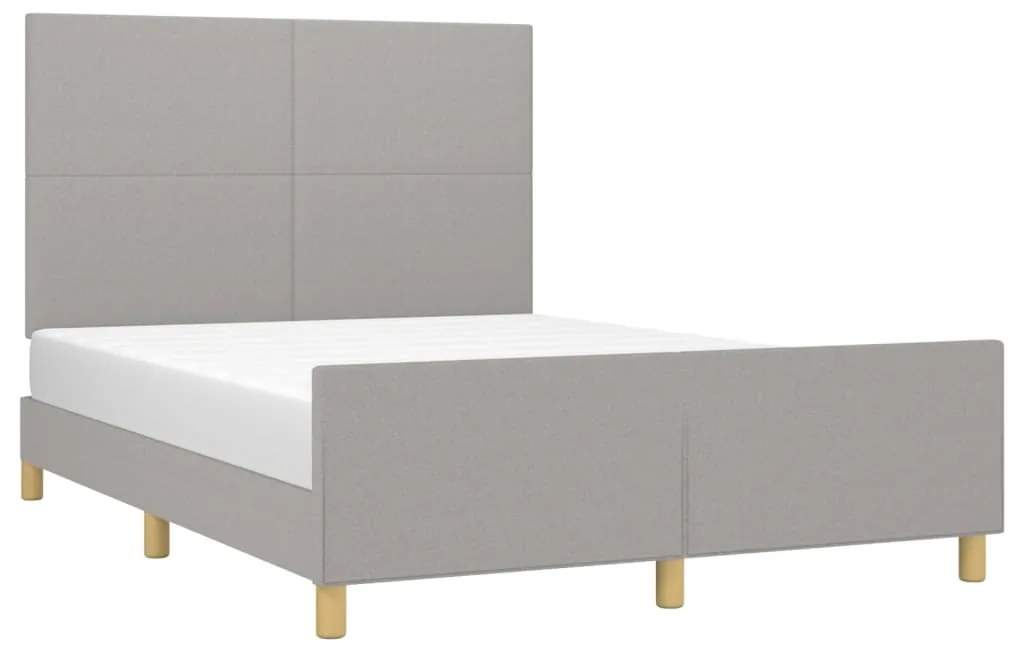 Estrutura de cama sem colchão 140x200 cm tecido cinzento-claro