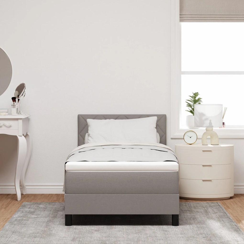 Cama Box Spring com Colchão Taupe 90x200 cm Tecido