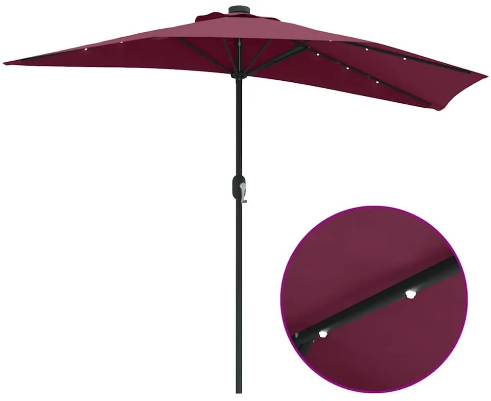 Guarda-sol de Jardim Vermelho bordô 294 x 150 x 224 cm tecido