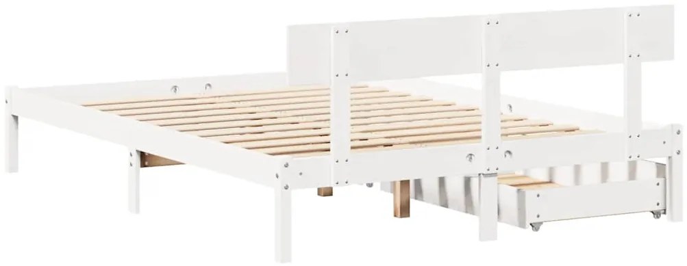 Cama sem colchão 120x190 cm madeira de pinho maciça branco