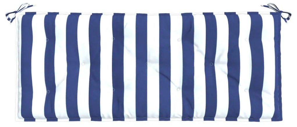 Almofadões p/ banco jardim 2 pcs 120x50x7 cm tecido azul/branco