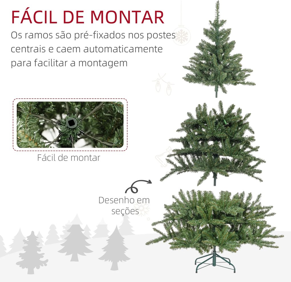 Árvore de Natal 180 cm Árvore de Natal Artificial com 310 Luzes LED 87