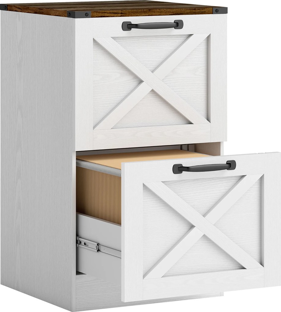 HOMCOM Móvel para Escritório com 2 Gavetas com Trilho Suspenso para A4 e Carta 40x40x71 cm Branco | Aosom Portugal