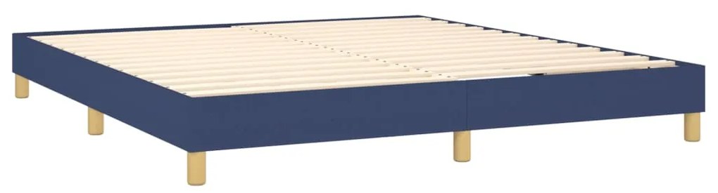 Cama box spring c/ colchão e LED 180x200 cm tecido azul