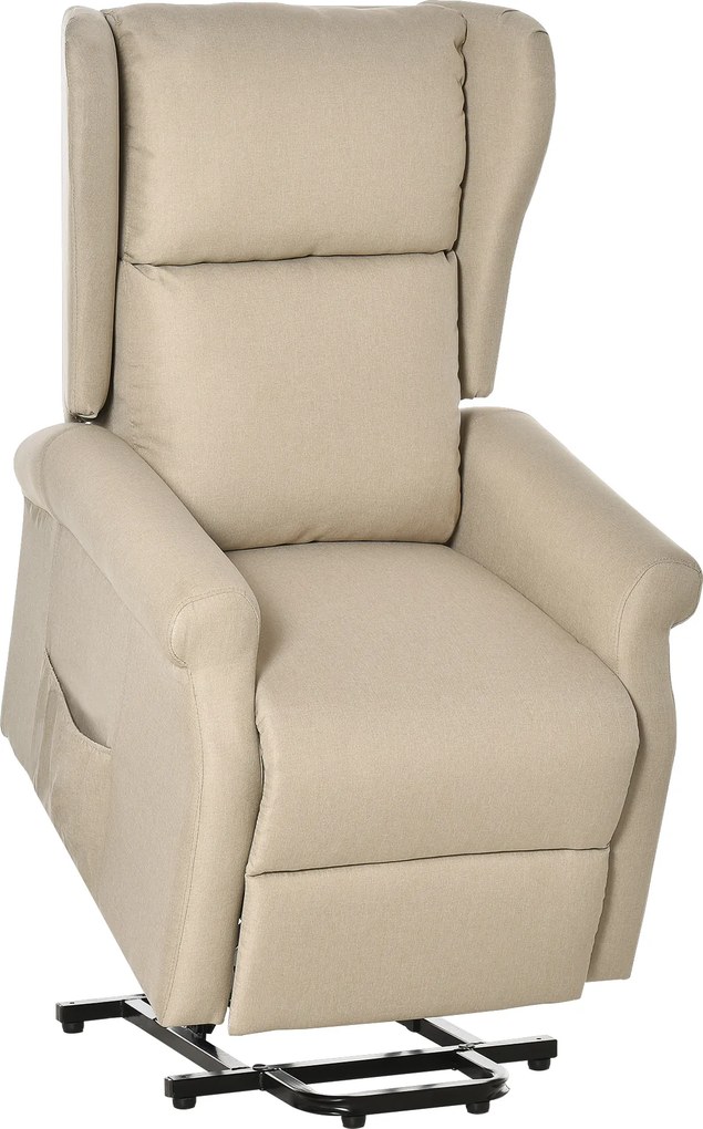 HOMCOM Poltrona relax, apoio de elevação, função deitado, até 200kg, 72,5x94x109cm, Creme | Aosom Portugal