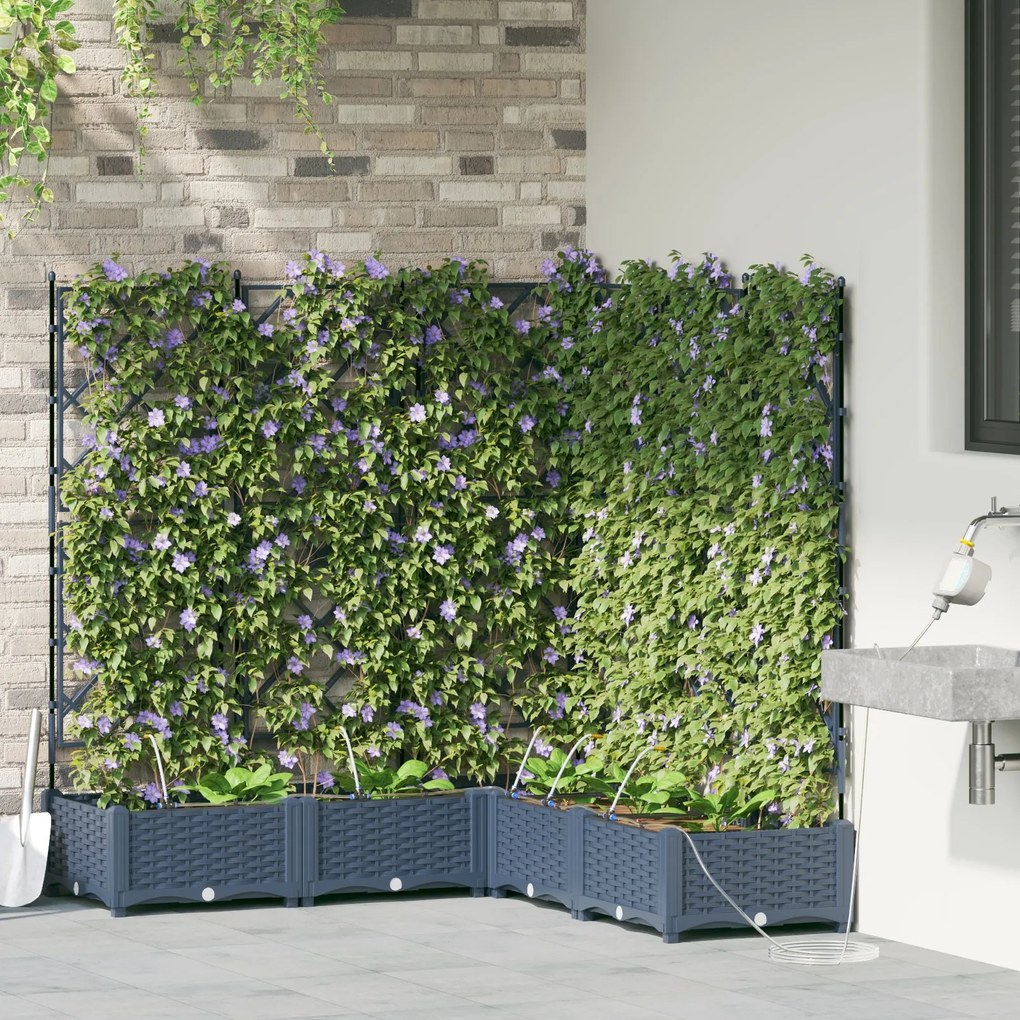 Jardineiras com Sistema de Irrigação 5 pcs Cinzento