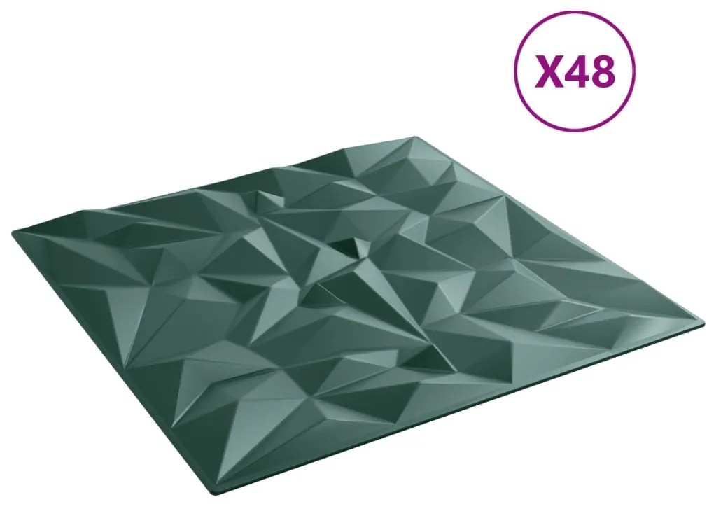 Painéis de parede 48 pcs 50x50 cm 12 m² XPS ametista verde