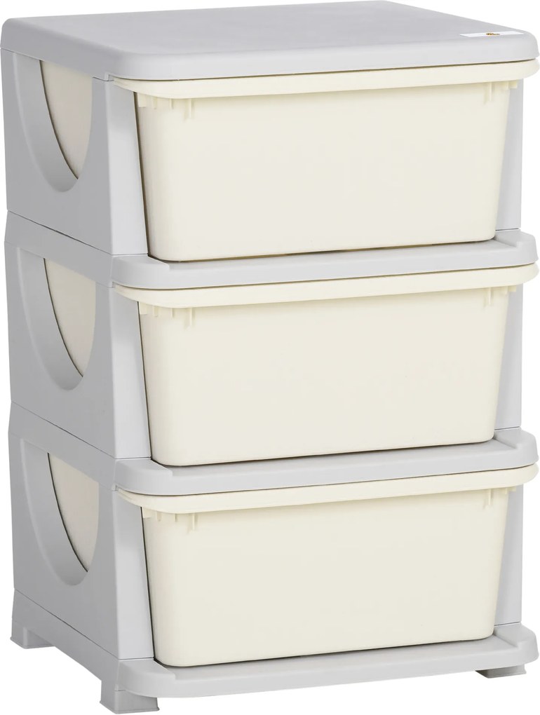 HOMCOM Organizador Brinquedos Crianças 3 Gavetas Arrumação Versátil para Brinquedos Roupas Livros 37x37x565 cm Bege | Aosom Portugal