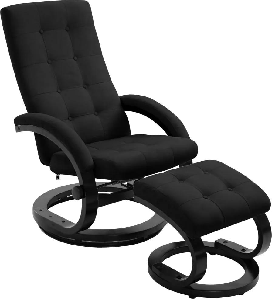 Poltrona reclinável com apoio de pés tecido acamurçado preto