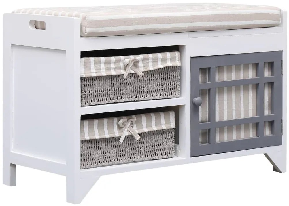 Banco de corredor 70x33,5x45 cm madeira de paulownia branco
