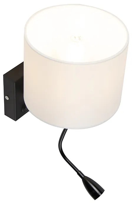LED Candeeiro de parede moderno preto com aba-jour branco - Brescia Moderno