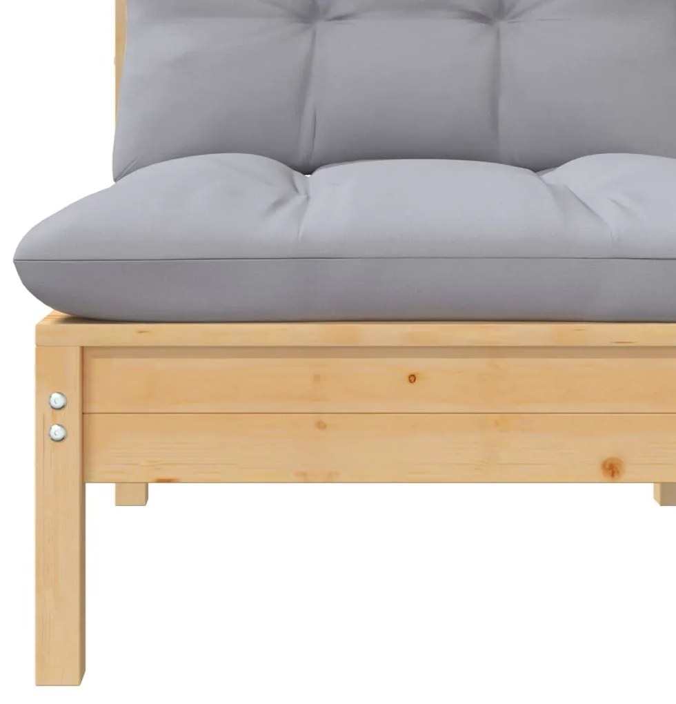 5 pcs conjunto lounge de jardim + almofadões cinza pinho maciço