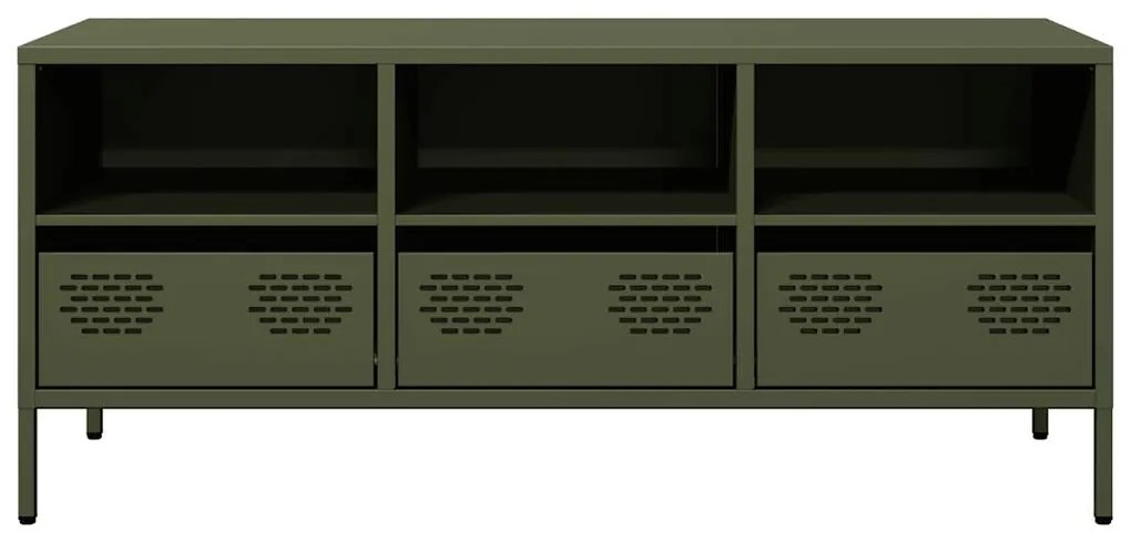 Móvel de TV 101,5x39x43,5 cm aço laminado a frio verde-azeitona