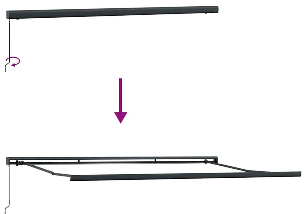 Toldo retrátil 4x3 m tecido e alumínio antracite e branco