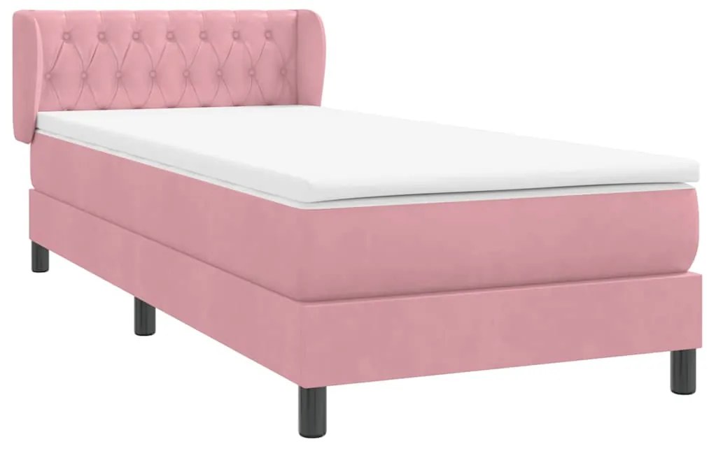 Cama com molas/colchão 100x220 cm veludo Rosa