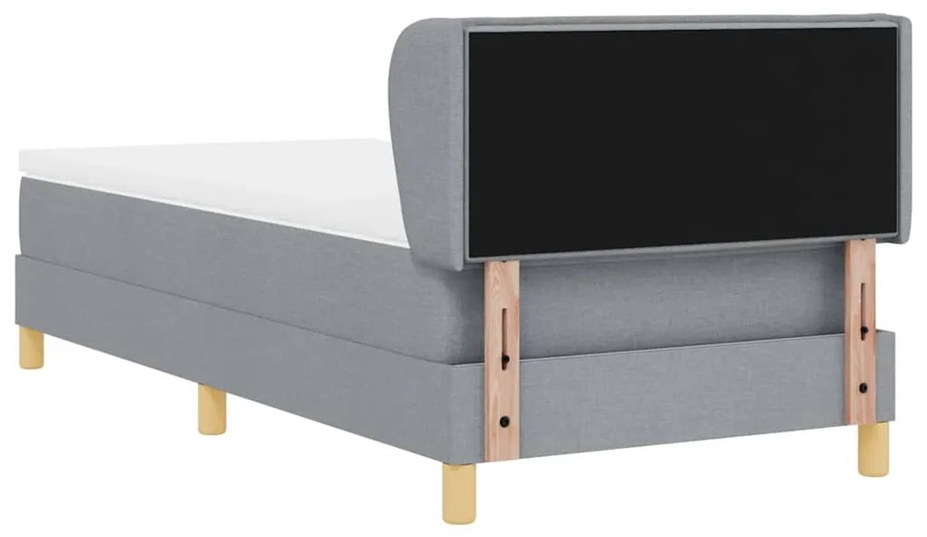 Cama Box Spring com Colchão Cinza Claro 90x200 cm Tecido