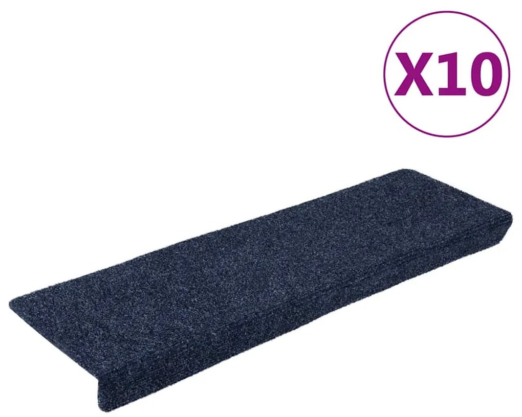 vidaXL Tapetes de escada 10 pcs 65x21x4 cm agulhado antracite