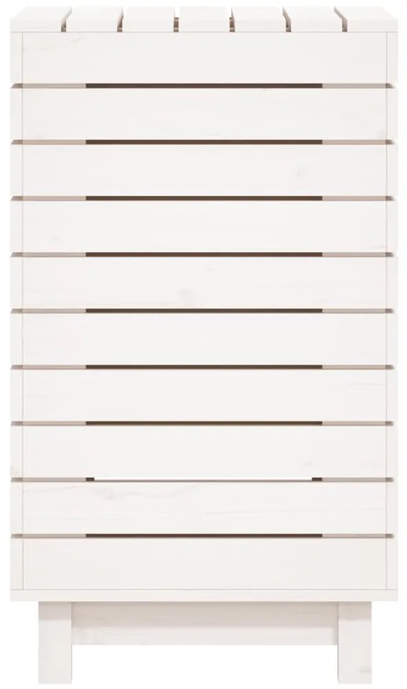 Cesto de roupa suja 44x44x76 cm madeira de pinho maciça branco